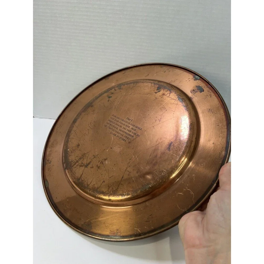 Pier 1 Copper Metal Charger Plate Cloisonné Enamel Edge Decorative 13